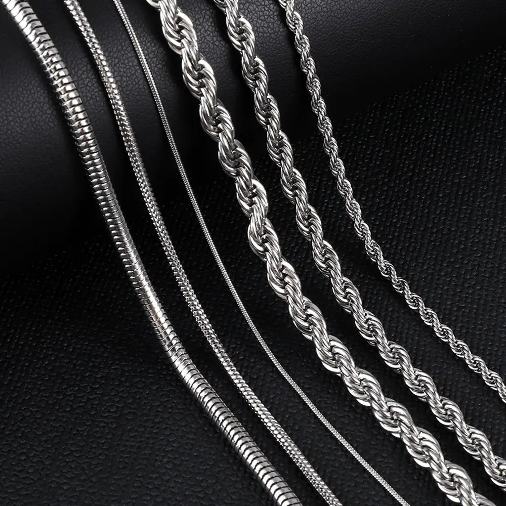 ASON Inoxidable Gold Color Chains 1-5mm Stainless Steel Snake Chains Necklace Twist Rope Jewelry Women Long Chains Accessories