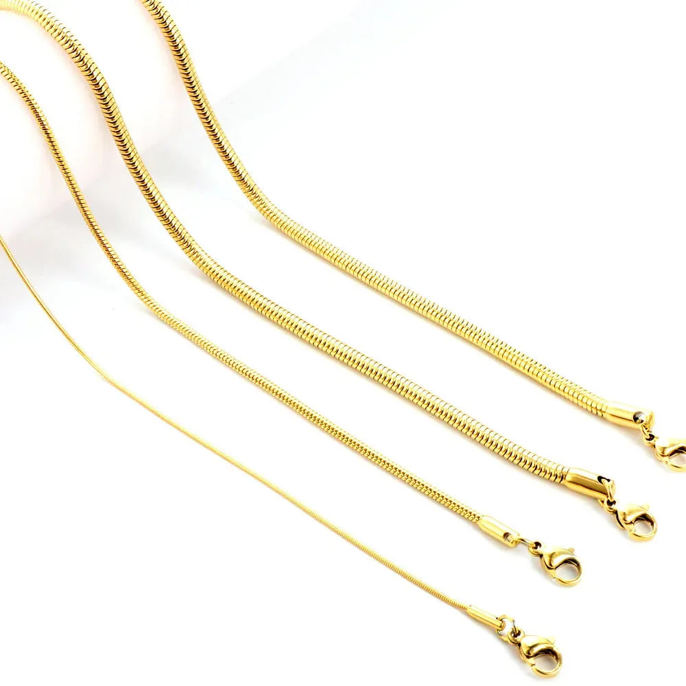 ASON Inoxidable Gold Color Chains 1-5mm Stainless Steel Snake Chains Necklace Twist Rope Jewelry Women Long Chains Accessories