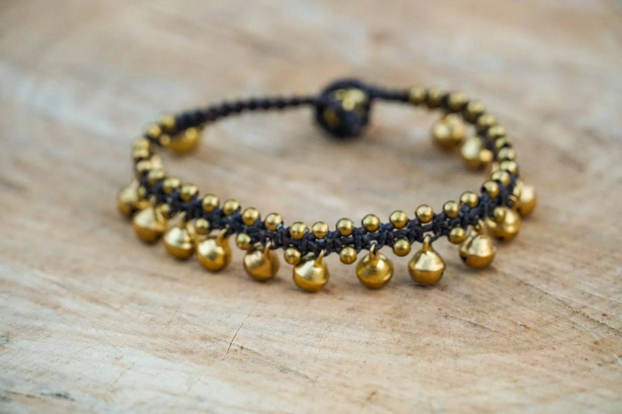 Bell Golden Chime Beaded Boho Brass Bracelet