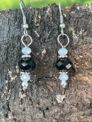 Black and White Crystal Earrings