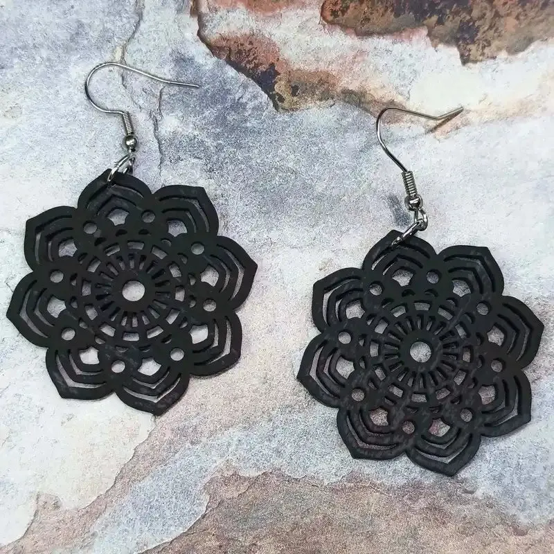 Boho Wooden Mandala Earring