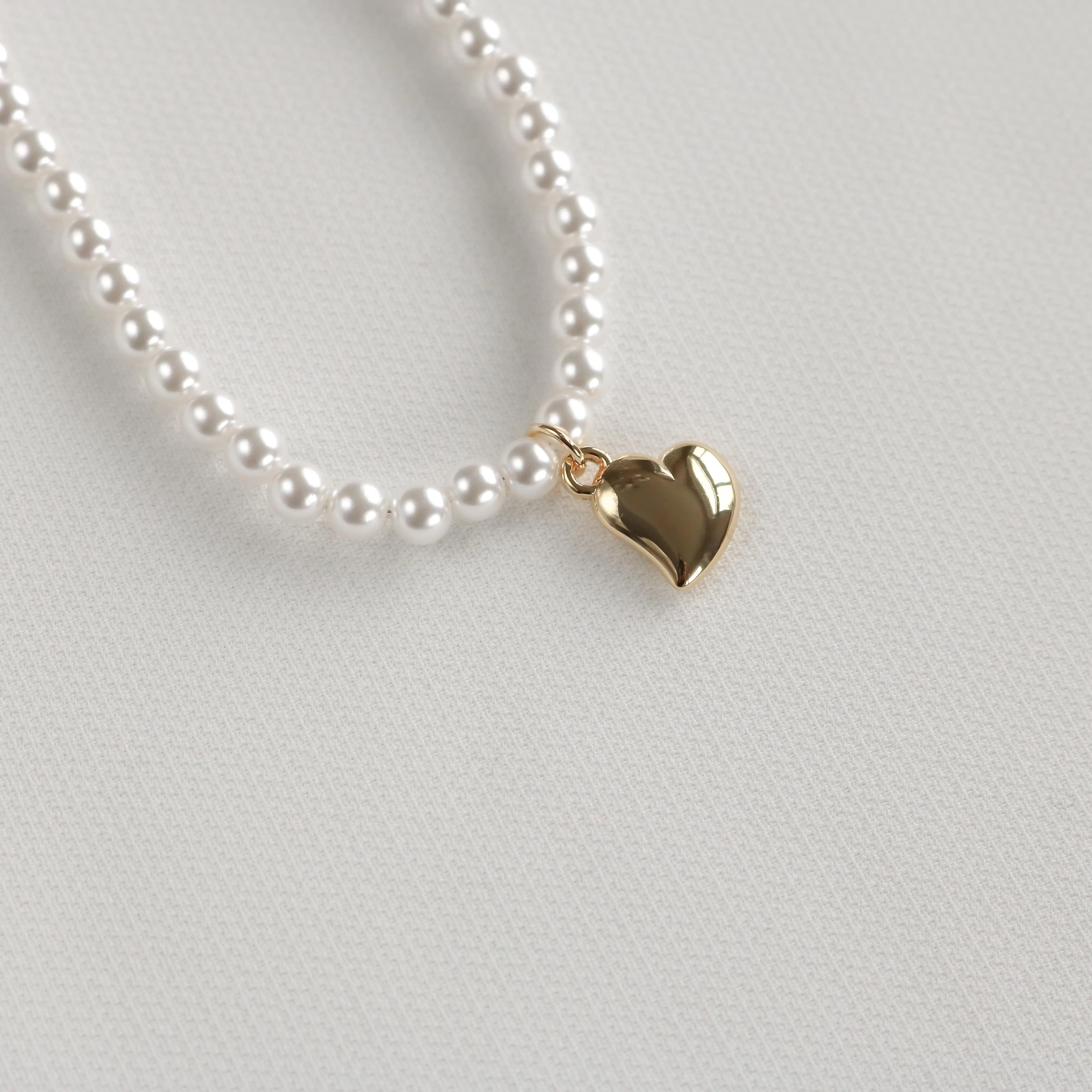 Bridget Pearl Gold Heart Necklace