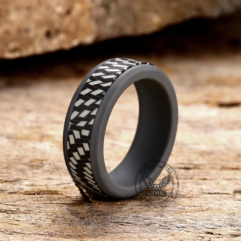 Carbon Fiber Pattern Silicone Ring Set