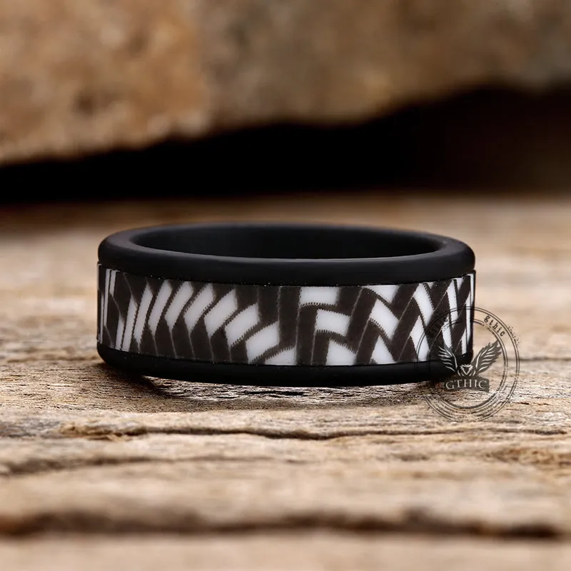 Carbon Fiber Pattern Silicone Ring Set