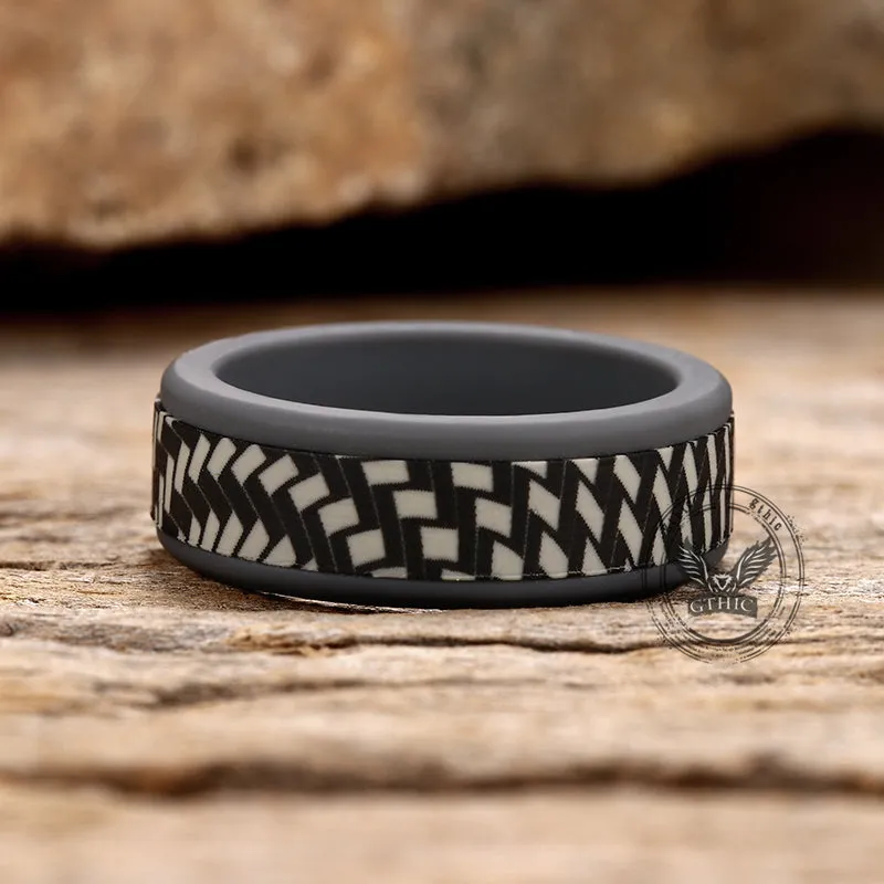 Carbon Fiber Pattern Silicone Ring Set