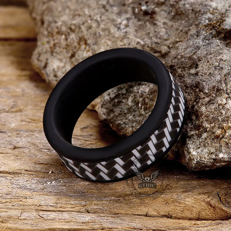 Carbon Fiber Pattern Silicone Ring Set