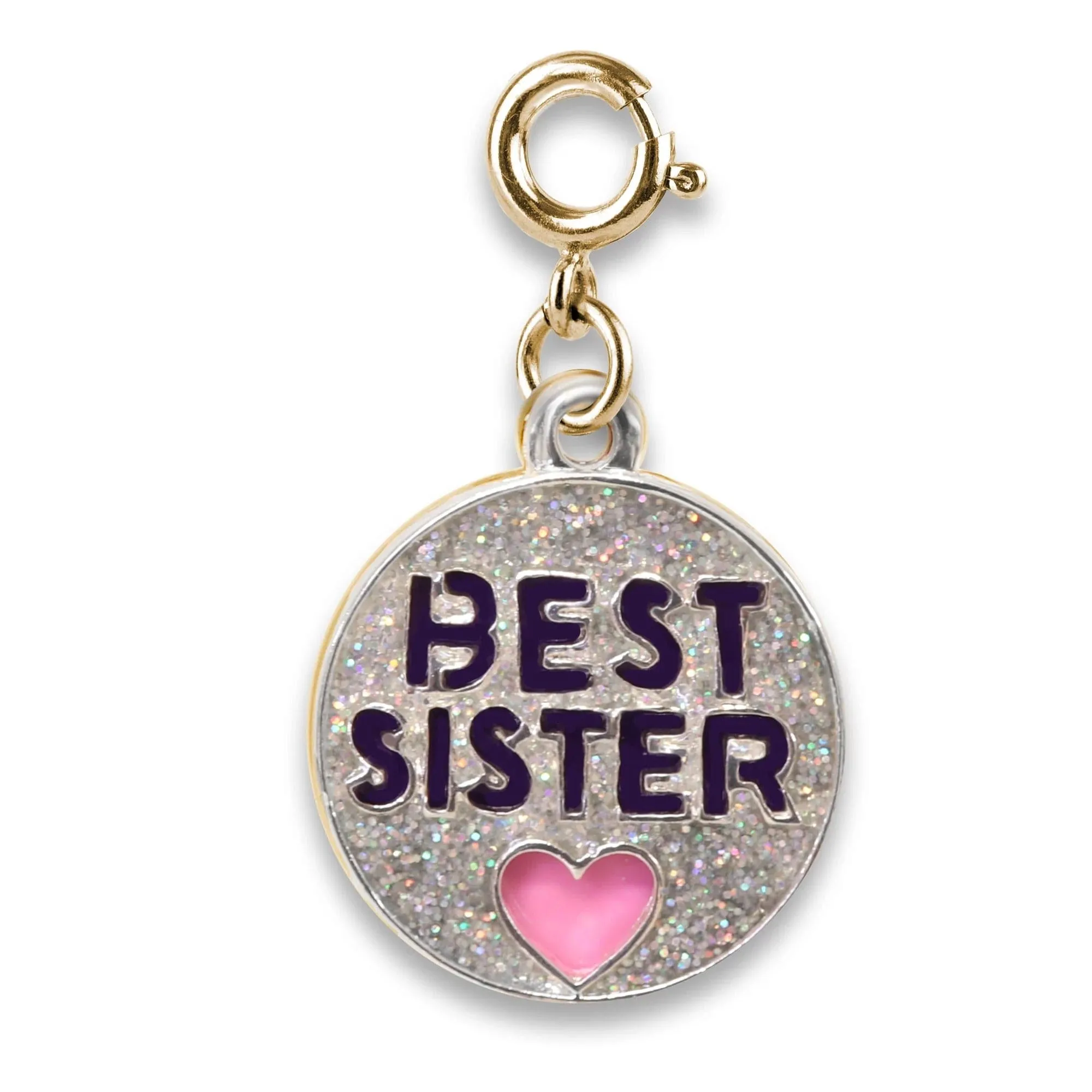 Charmit Gold Glitter Best Sister Charm - Silver