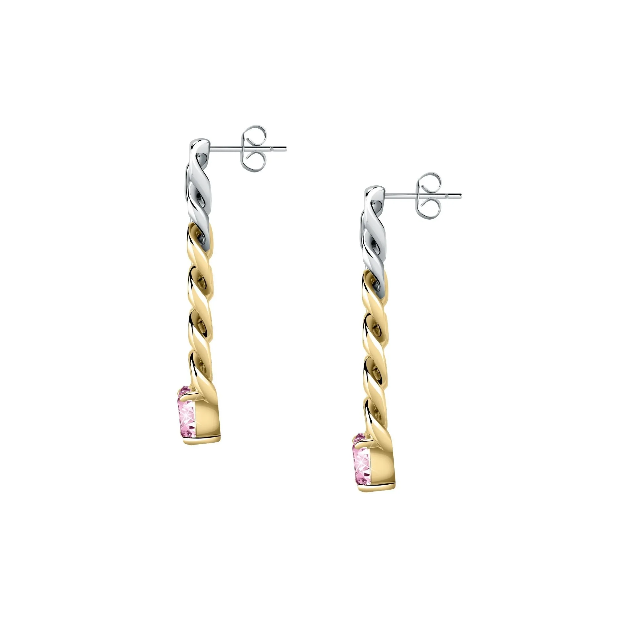 Chiara Ferragni Chain Collection Pink Stone Gold Earrings