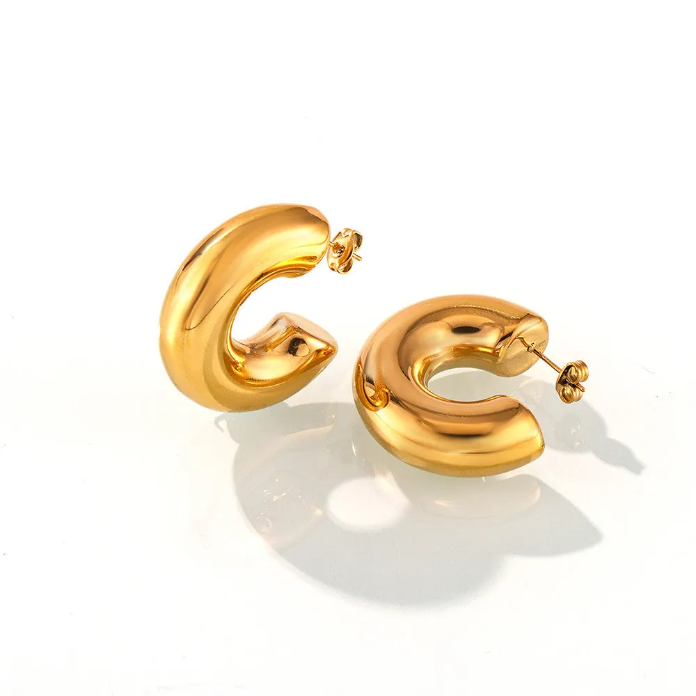 Chic Geometric Gold Plated Titanium Steel Earrings