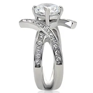 CJ7862OS Wholesale Stainless Steel CZ Overlay Ring