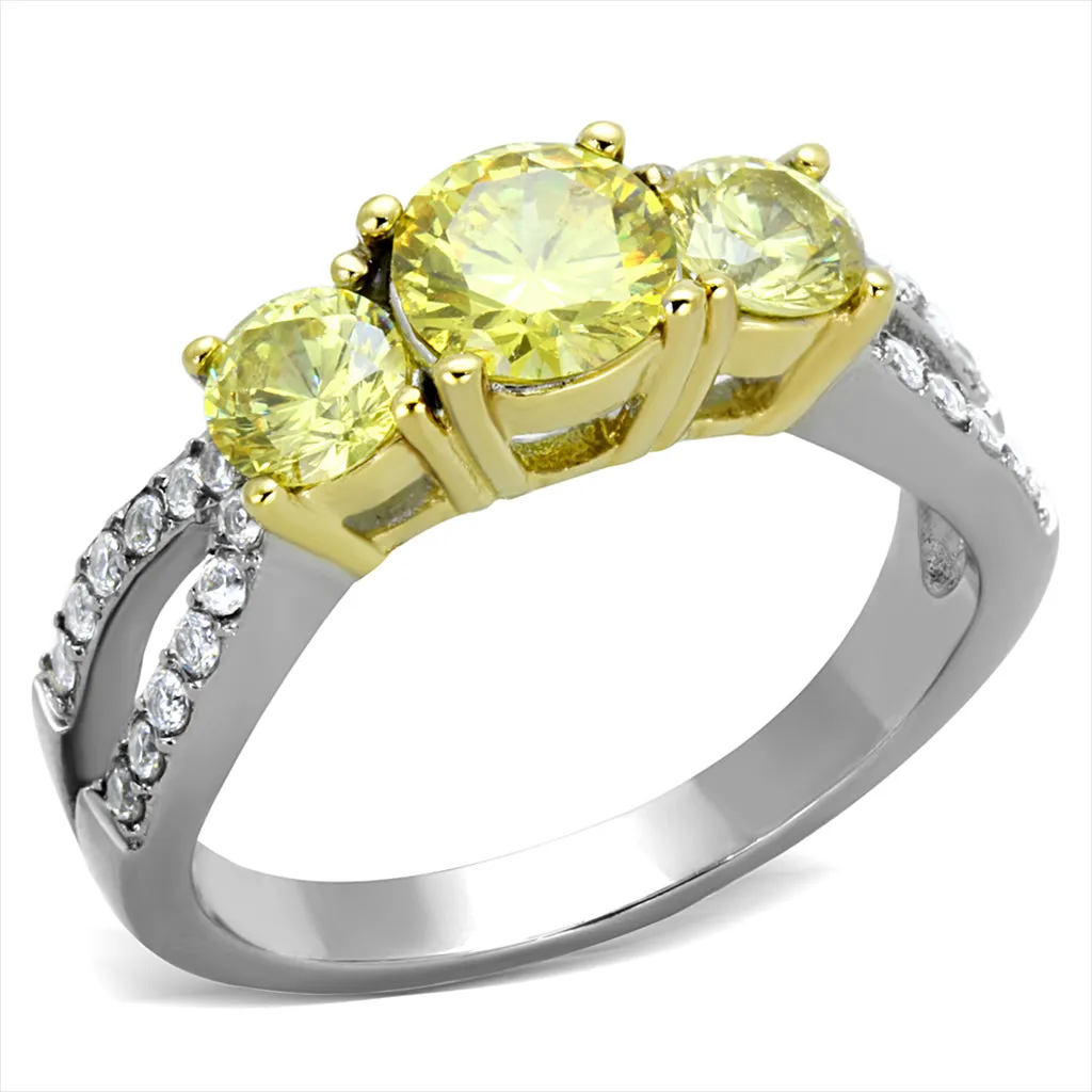 CJE1795 Canary Three-Stone CZ Engagement Ring