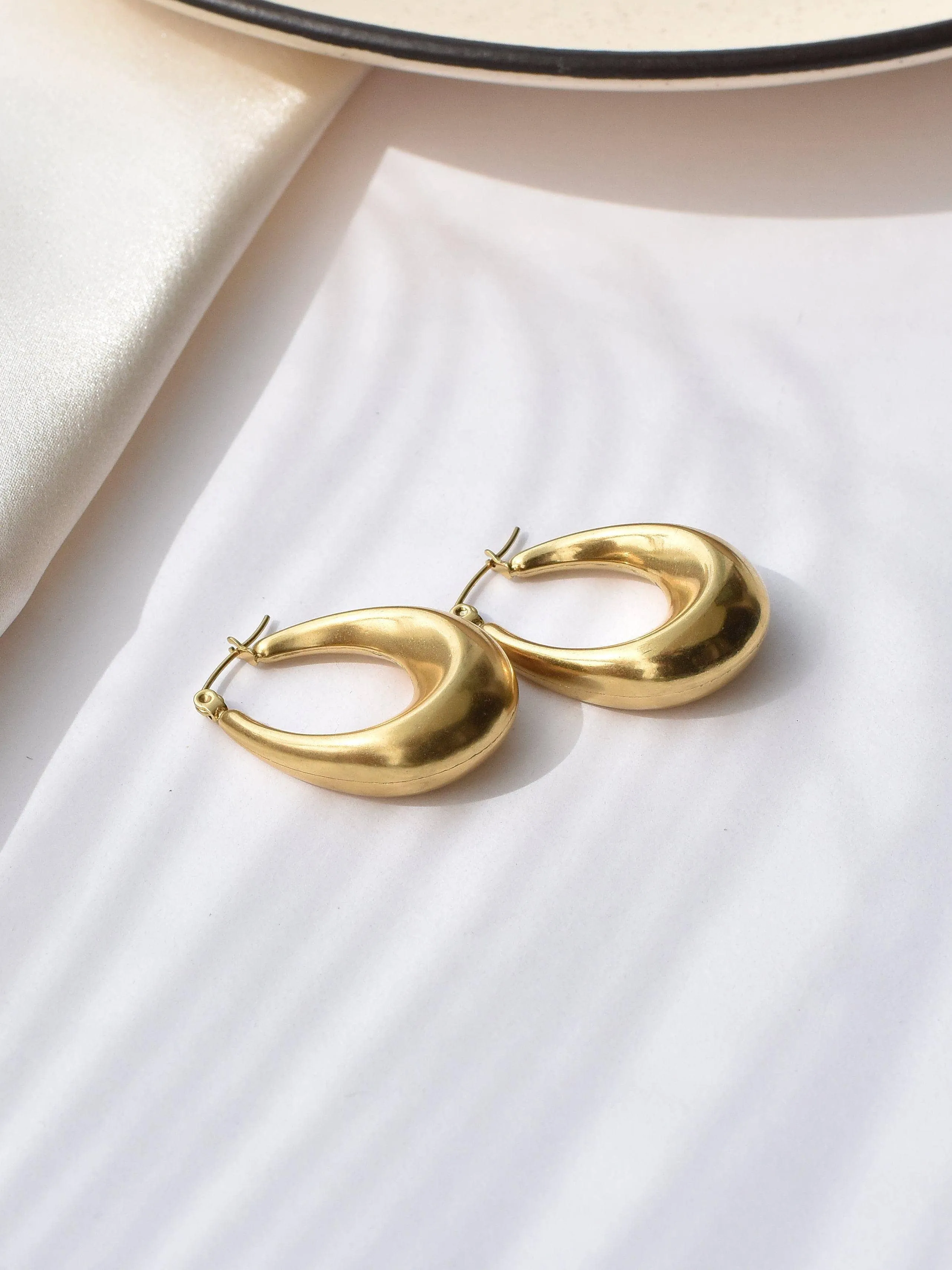 Classic Gold Oval Hoop Earrings