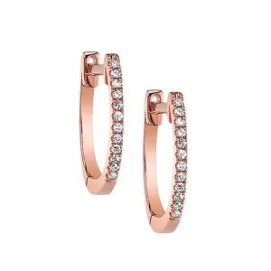 Classic Hoop Diamond Earrings Rose Gold