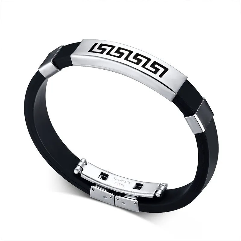 Cross Bracelet For Men Women Black Silicone Bracelets Stainless Steel Spring Clasp Jewelry Simple Design