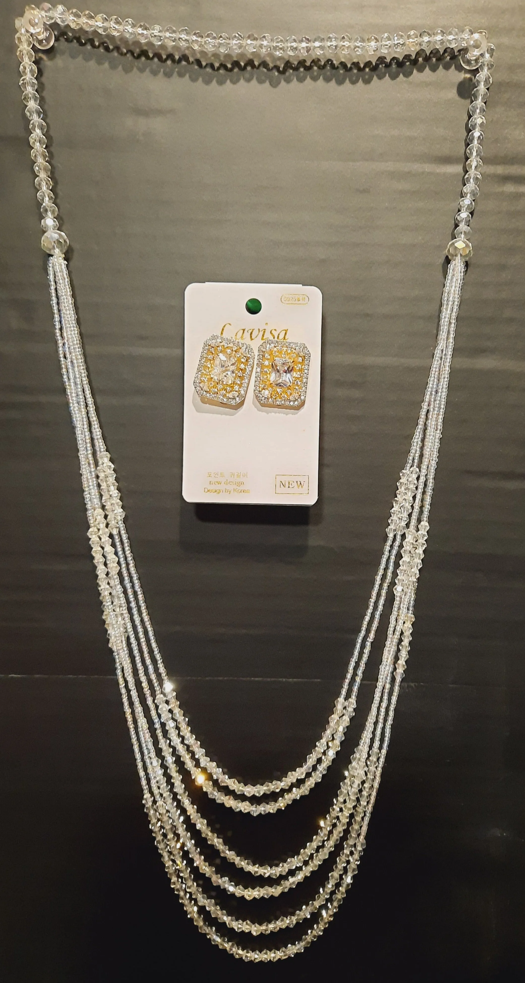 Crystal White stone Gold Plated Elegant Earrings with necklaces