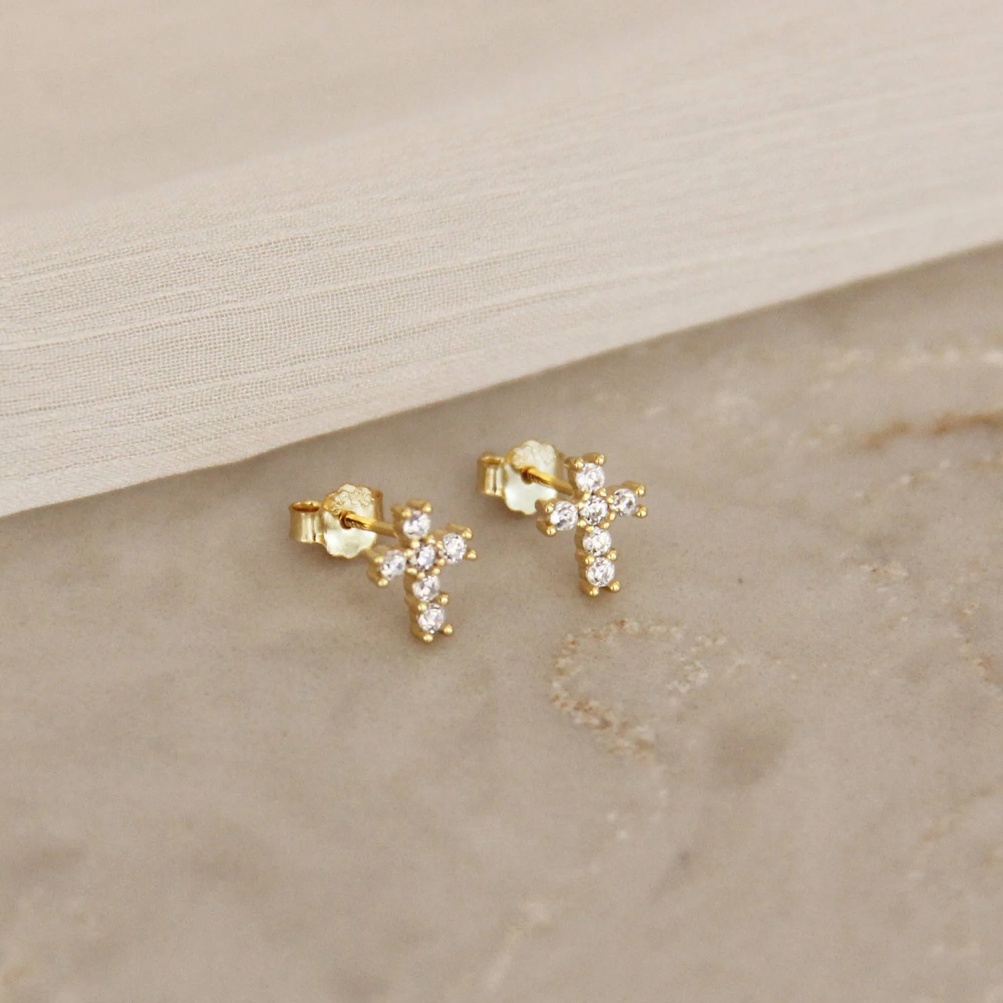 CZ Cross Stud Earrings