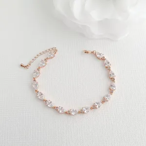 Dainty Teardrop Rose Gold Bracelet for The Bride-Ivy