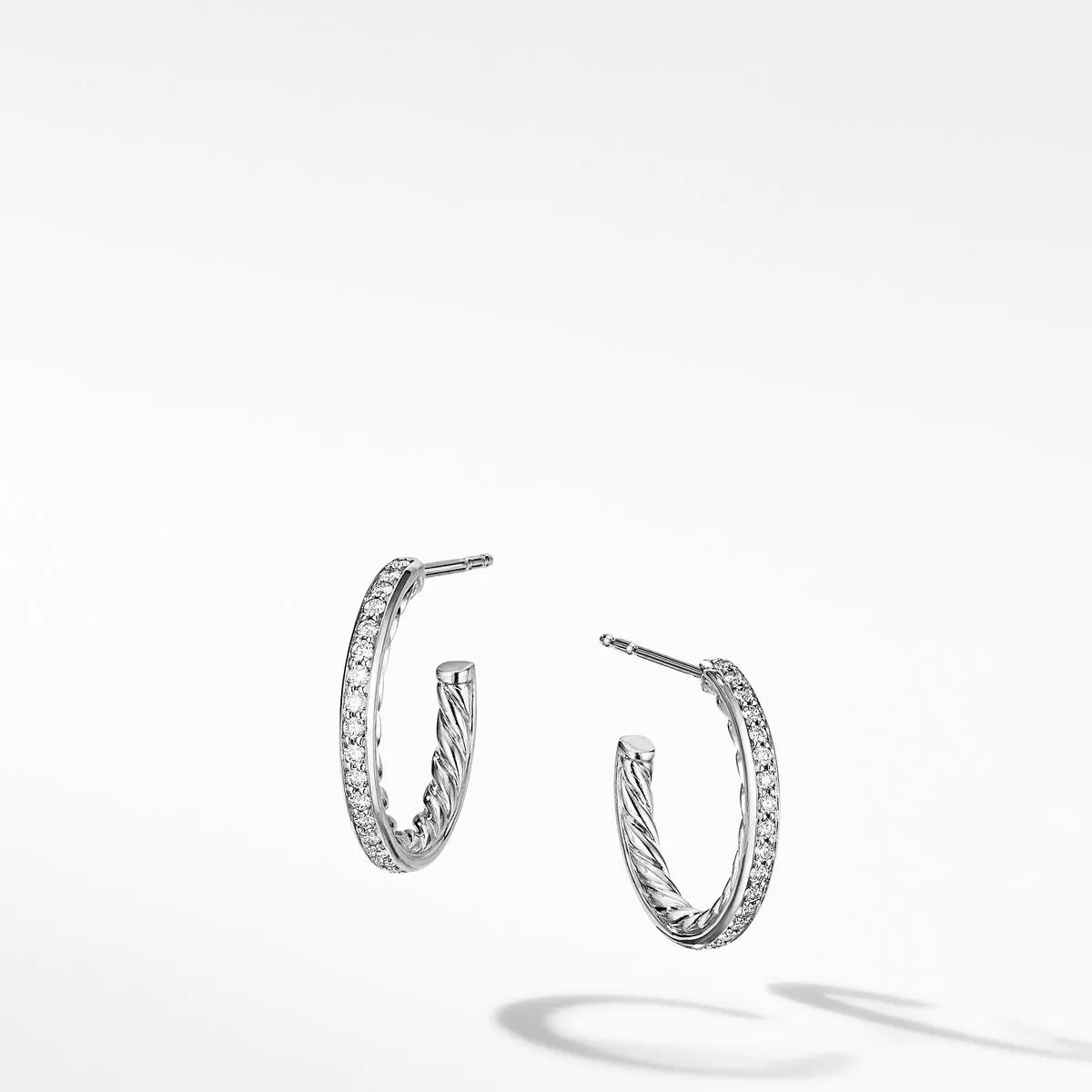 David Yurman Diamond Hoop Earrings 19MM