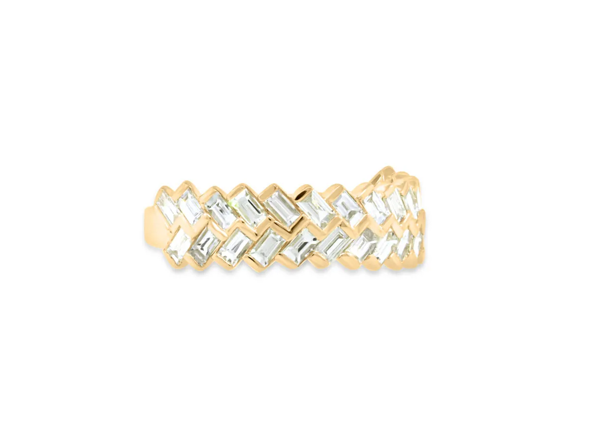 Double Row Baguette Yellow Gold Ring