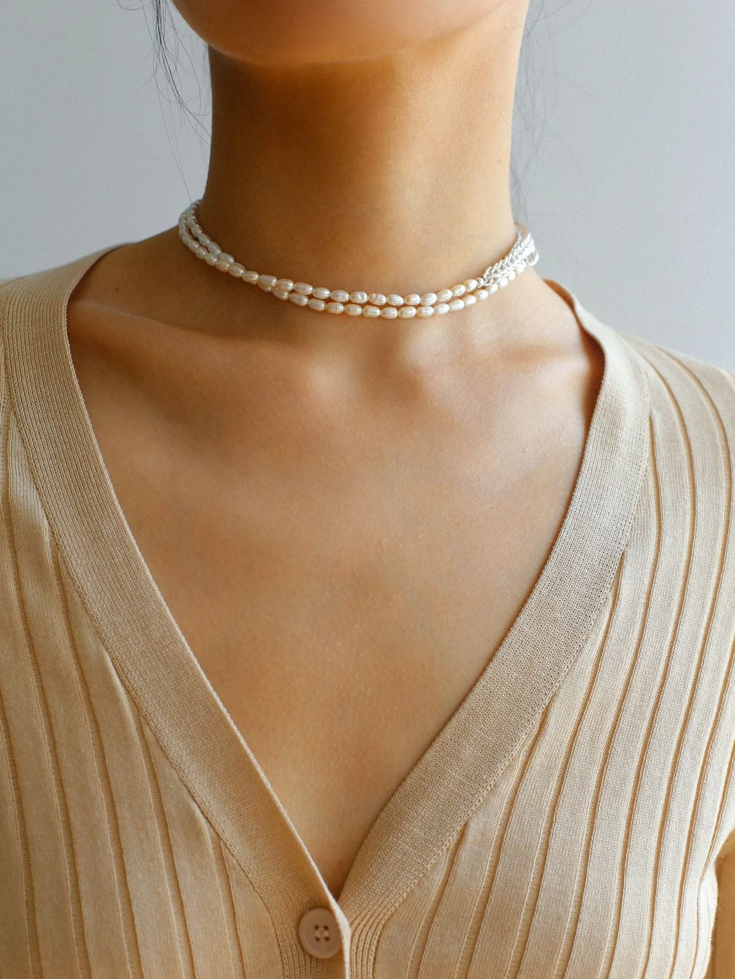 Elegant Long Chunky Chain Splicing Pearl Onyx Necklace