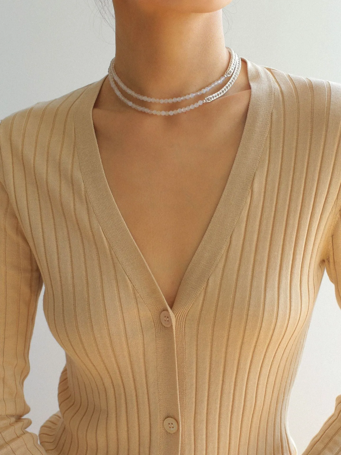 Elegant Long Chunky Chain Splicing Pearl Onyx Necklace