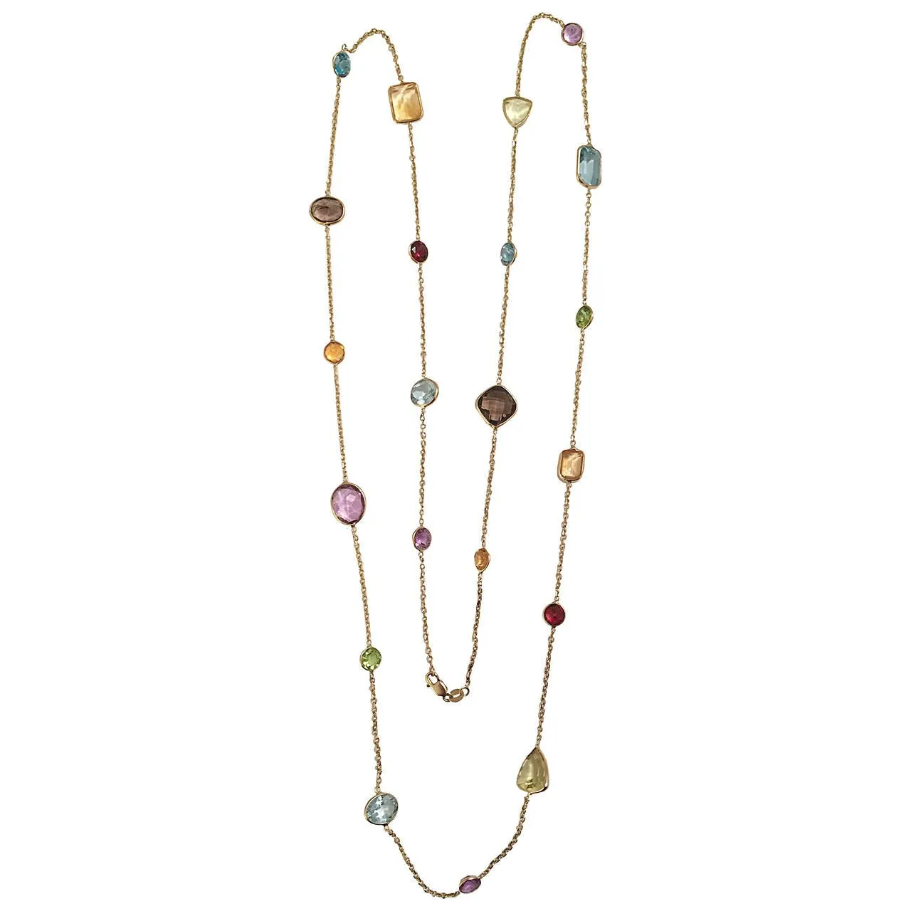 Elegant Multiple Semi Precious Stone Gold Necklace