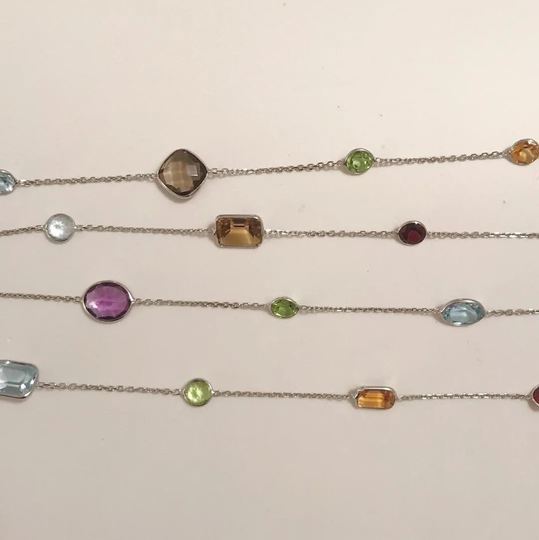 Elegant Multiple Semi Precious Stone Gold Necklace