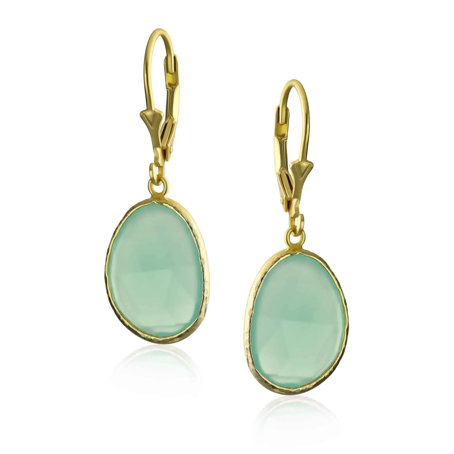 Elegant Oval Pastel Stone Dangle Earrings Pink Aqua Mint Green 14K Gold-Plated