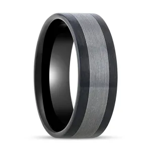 ENDAST | Black Ceramic, Tungsten Inlay, Brushed, Flat