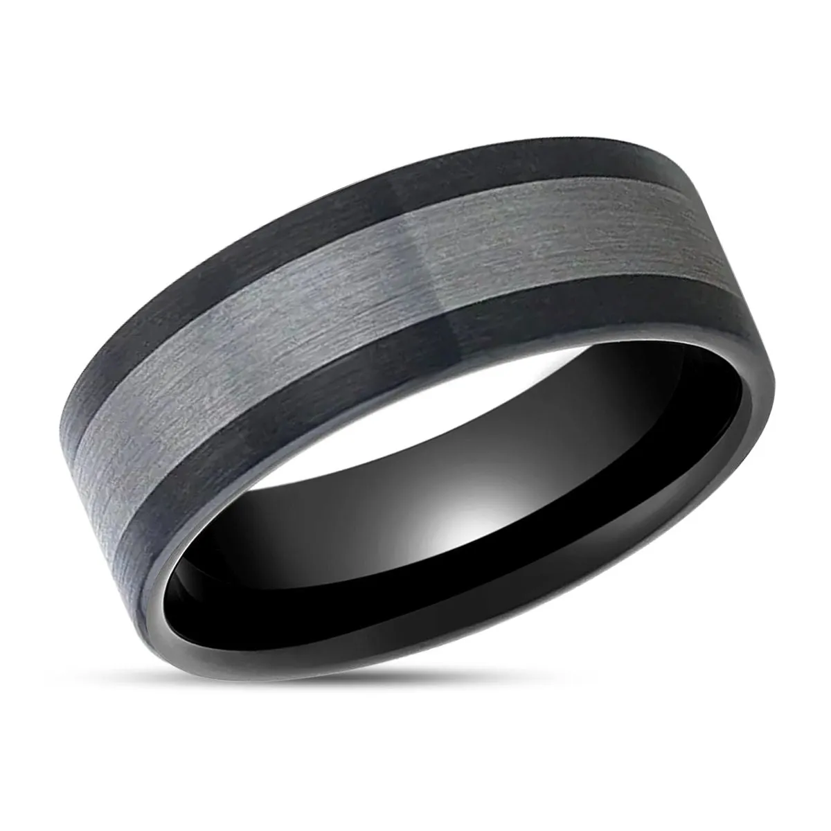 ENDAST | Black Ceramic, Tungsten Inlay, Brushed, Flat