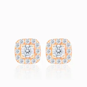 Etoile Carré Rose Gold Square Shaped Diamond Earrings