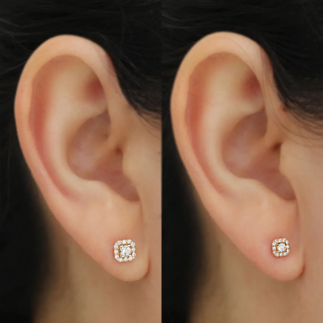 Etoile Carré Rose Gold Square Shaped Diamond Earrings