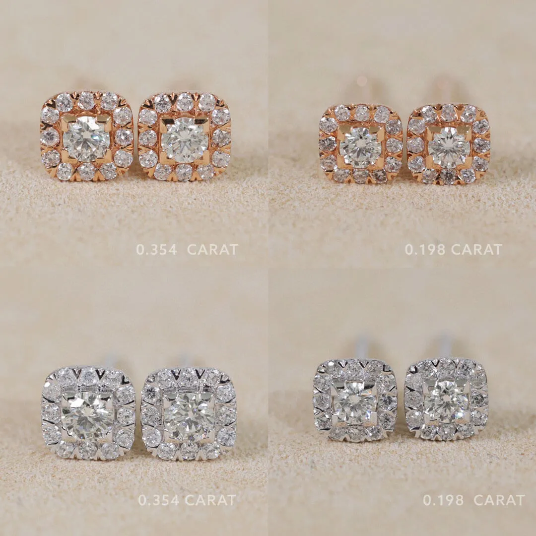 Etoile Carré Rose Gold Square Shaped Diamond Earrings