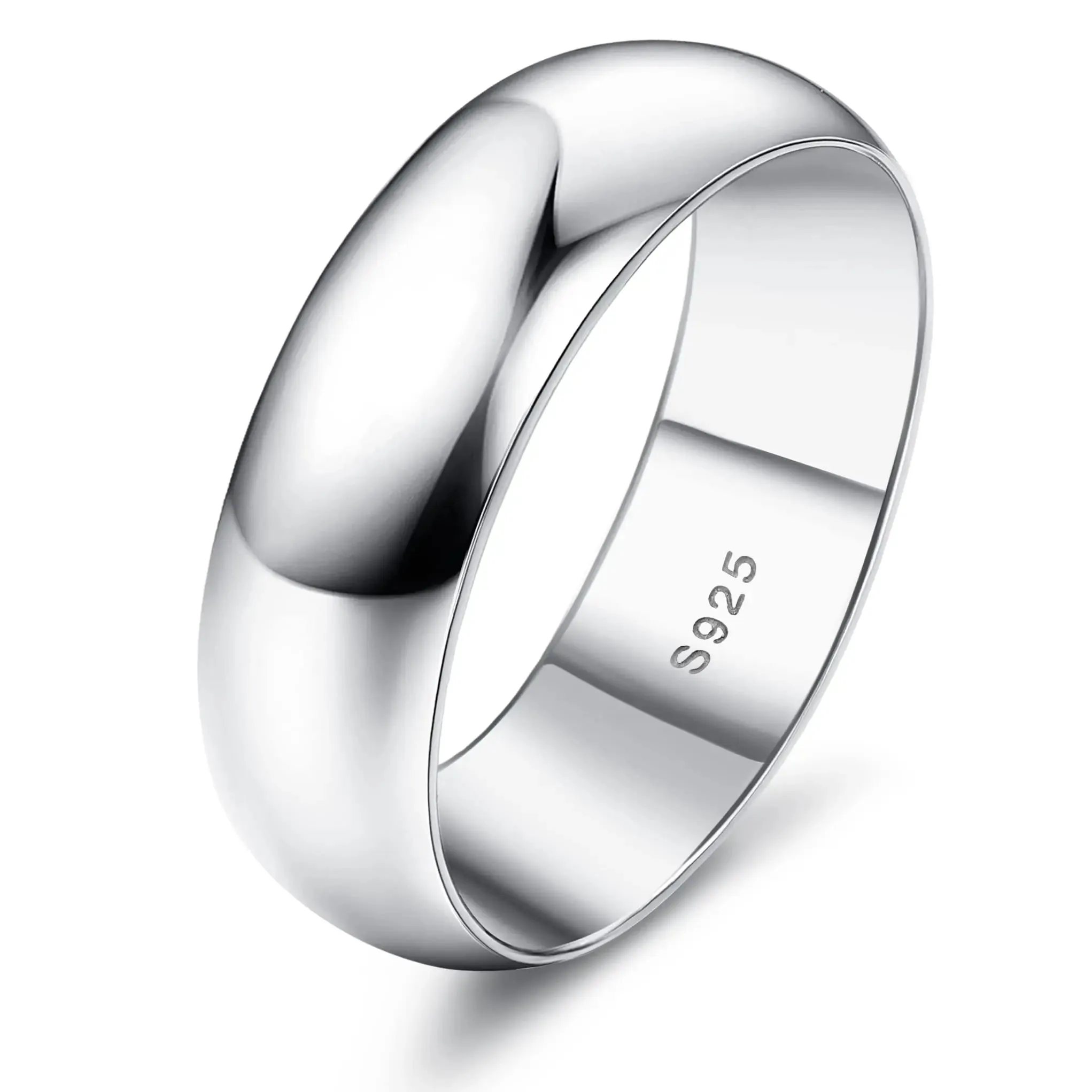 Fansilver S925 Sterling Silver Rings for Women Men 18K White Gold Plated Tarnish Resistant Tarnish Stackable Rings Wholesale