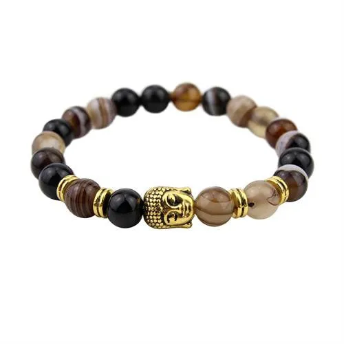 Fashion Jewelry Natural Agate Stone Beads Bracelet Man Elastic Rope Charm Bracelets For Women Gift Pulseras mujer