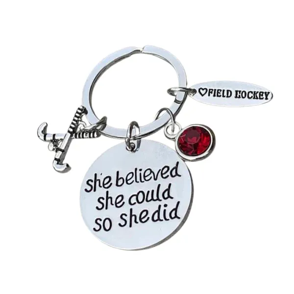 Field Hockey She Believed She Could So She Keychain