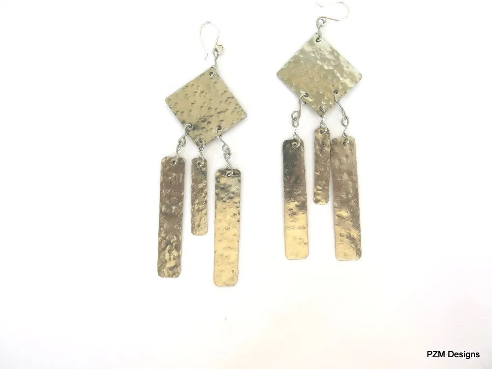 Geometric Fringe Earrings, Boho Chic Long Earrings