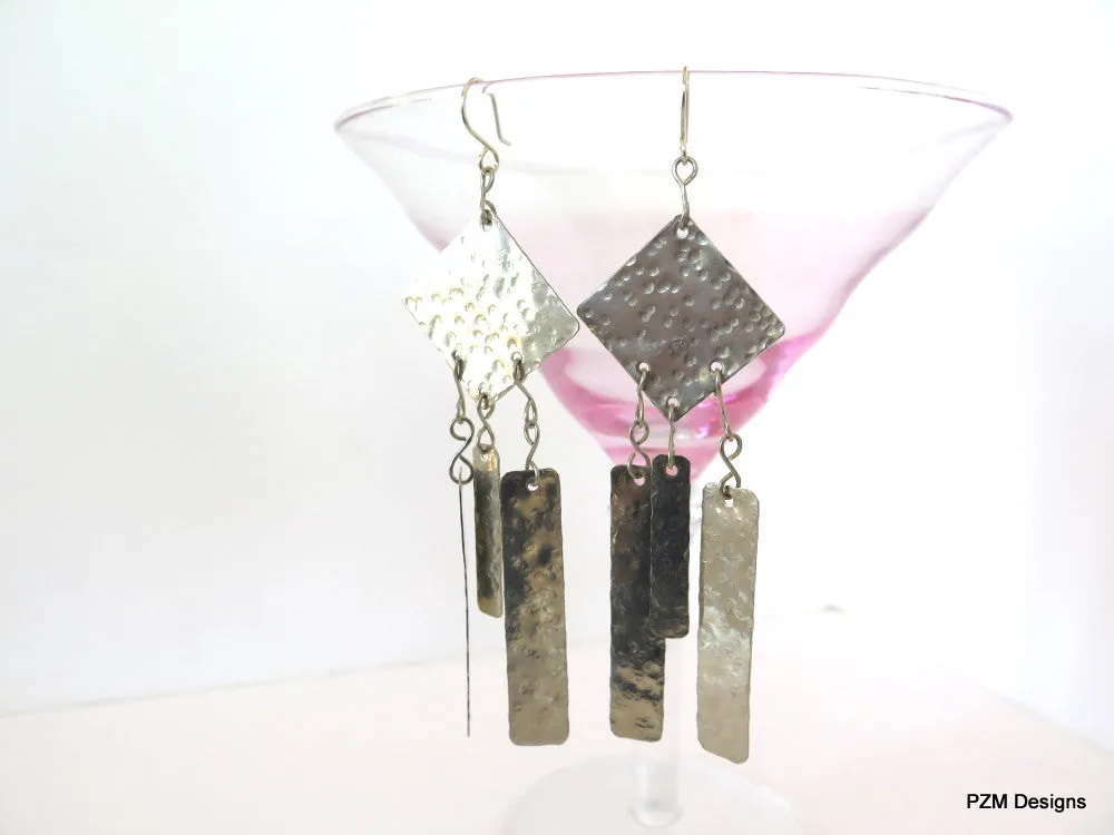 Geometric Fringe Earrings, Boho Chic Long Earrings