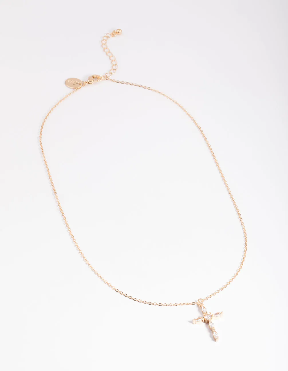 Gold Classic Diamante Cross Necklace