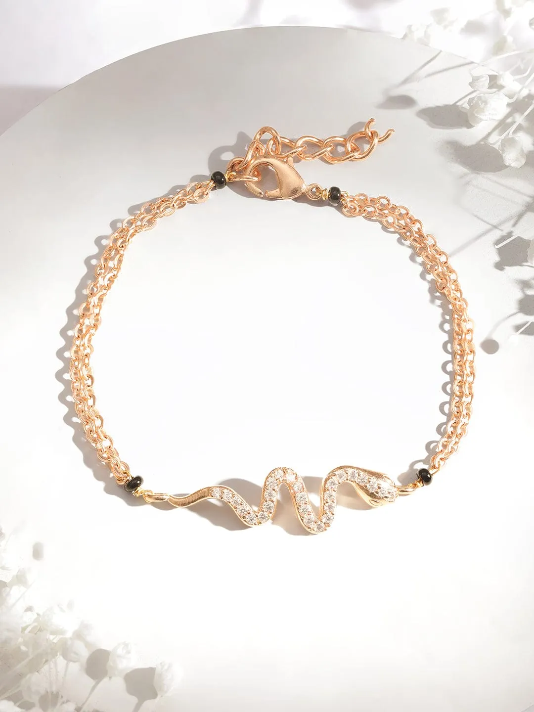 Gold-Plated Cubic Zirconia Link Bracelet