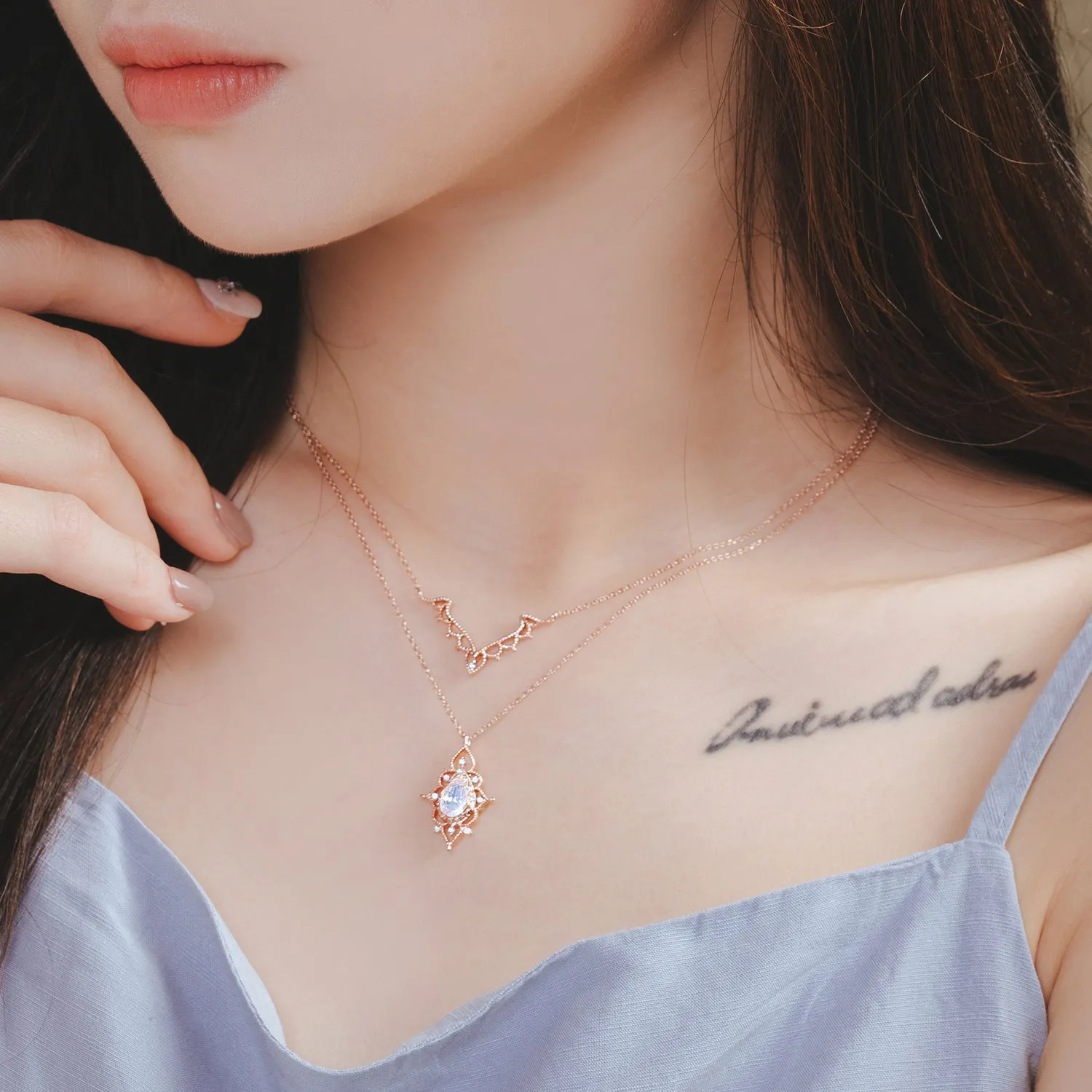 [GOT7 NECKLACE] VICTORIA Moonstone Necklaces Set