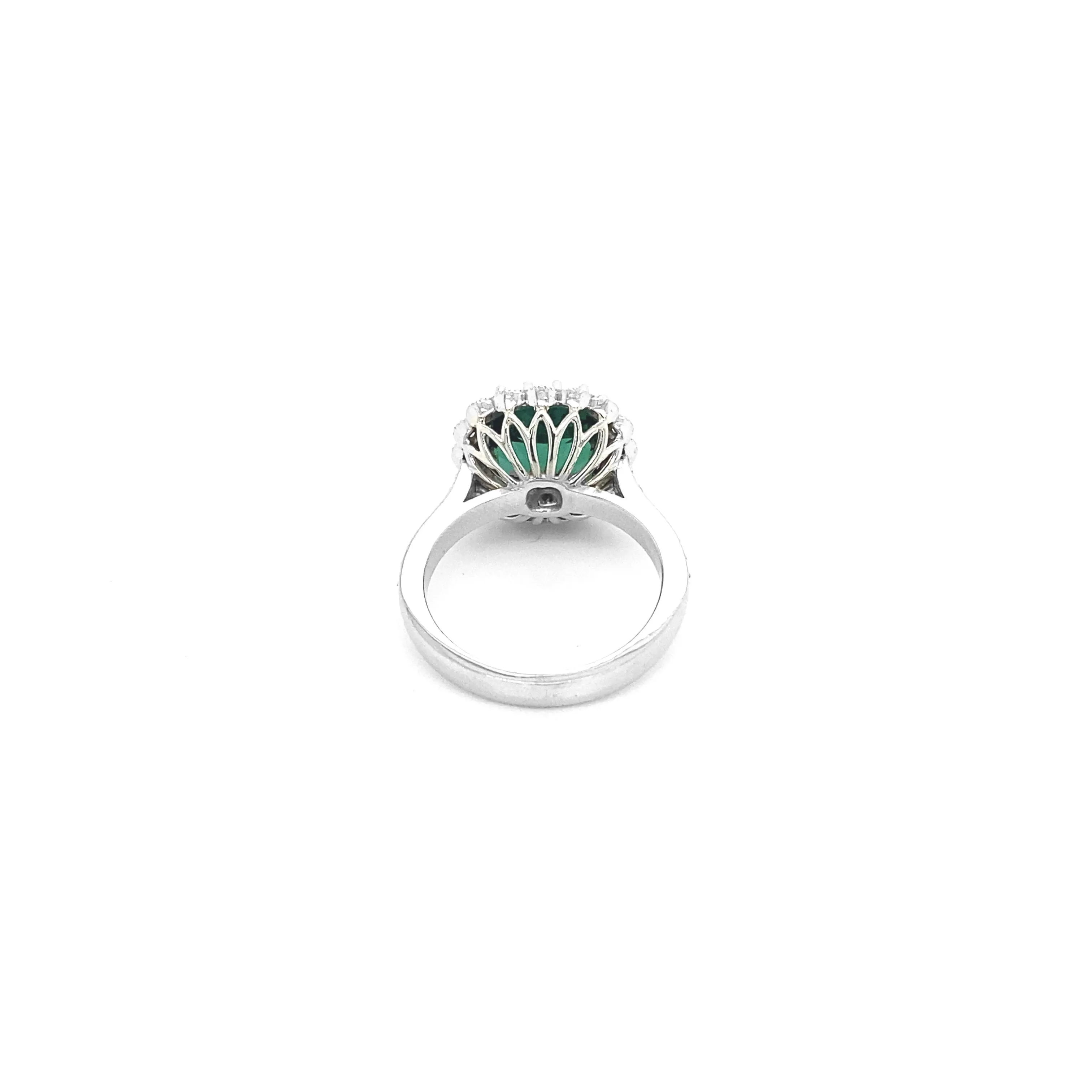 Green Tourmaline White Gold Ring R004N