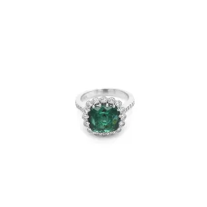 Green Tourmaline White Gold Ring R004N