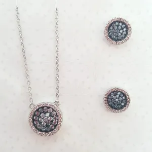 Grey blue pave circle jewellery set