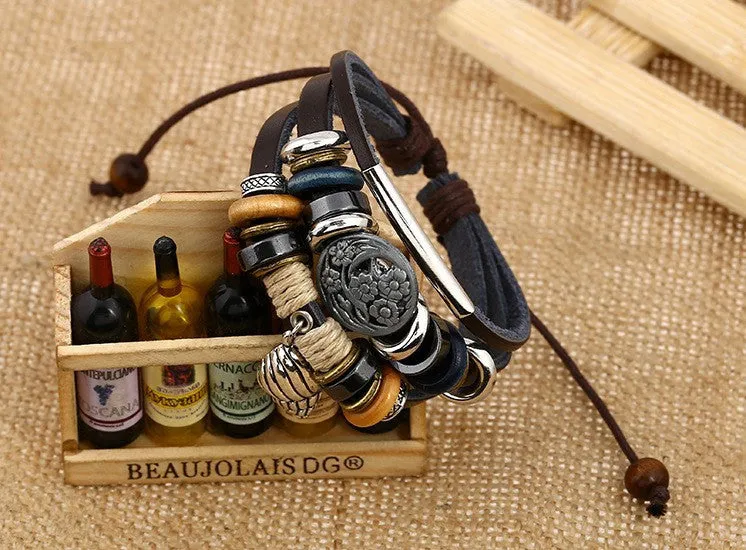 Handmade Braided Charm Genuine Leather Bracelet Women Fashion Conch Shells Bracelets Bangles Korean Jewelry