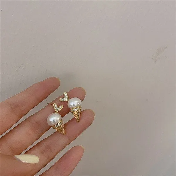 Heart Ice Cream Cone Earrings