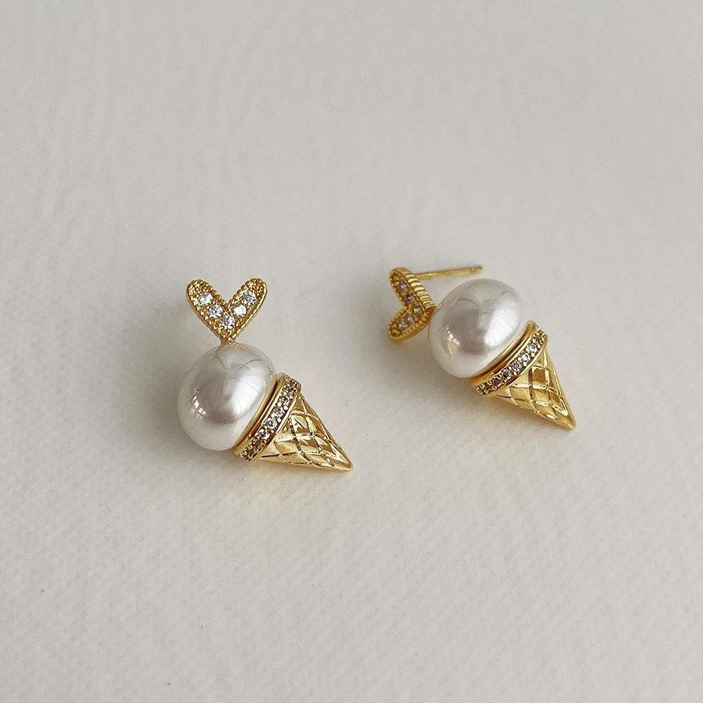 Heart Ice Cream Cone Earrings