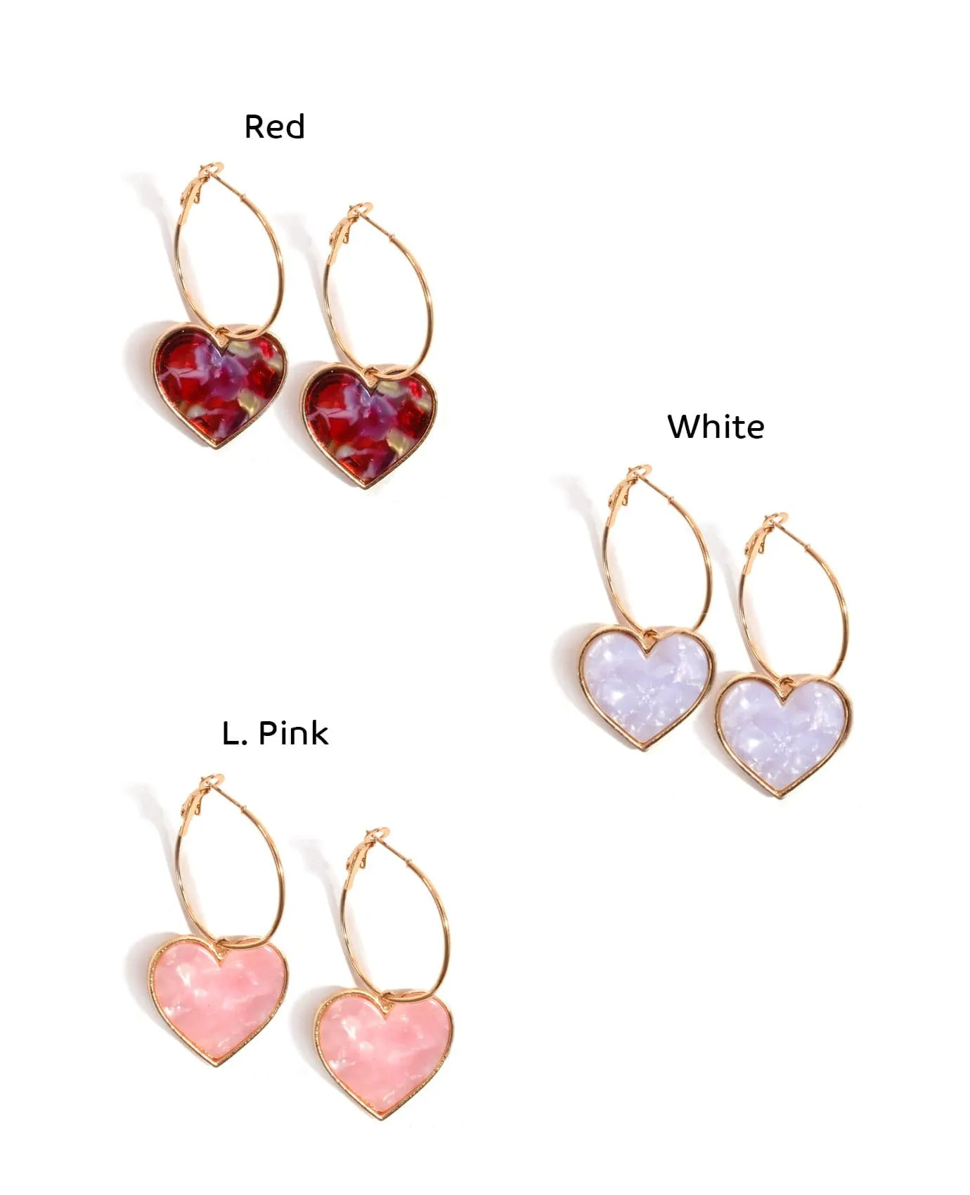 Heart Marble Hoop Earrings