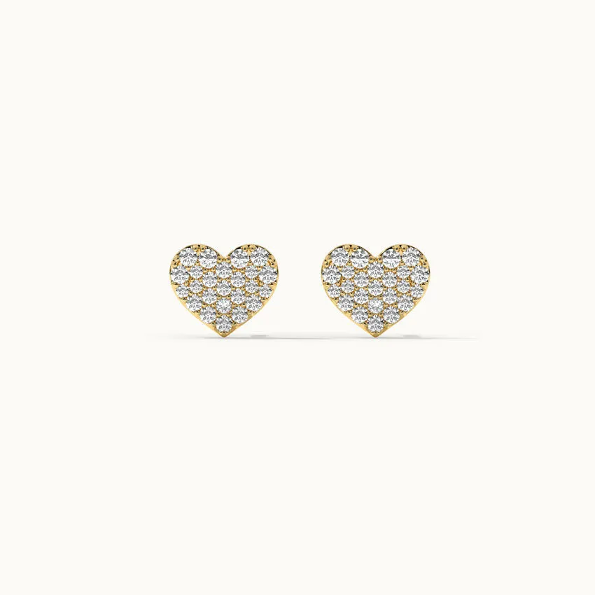 Heart Pave Diamond Earrings