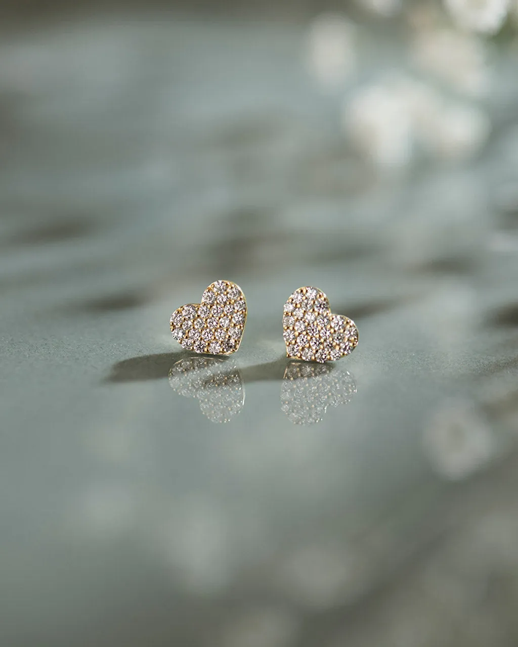 Heart Pave Diamond Earrings